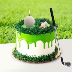 Golf Ball Birthday Candles, Cake Topper & Mini Club for Iron, White