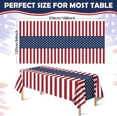 Patriotic American Flag Plastic Tablecloth (2 Pack) for 4th of July & Memoria…