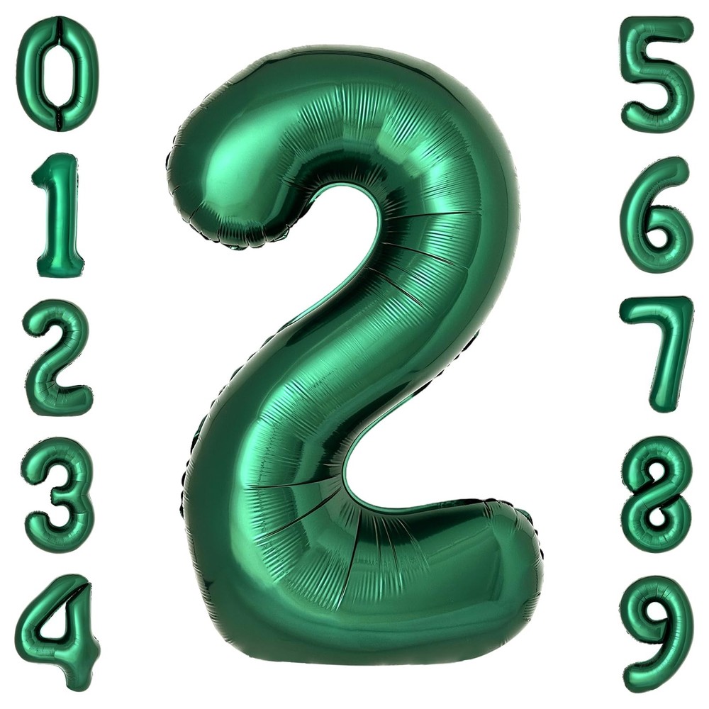 Dark Green Number 2 Balloons Large Emerald Green Number Balloons 40 Inch Jung…