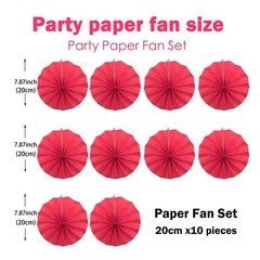 Red Birthday Decorations Paper Fans Hanging 8 Inch Wedding Graduation DIY Set
