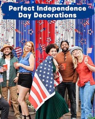 2-Pack Red, White & Blue Foil Fringe Curtains for 4th of July & Patriotic Cel…