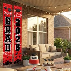 Graduation Decorations Class of 2026 Red – Porch Banner Door Sign for Front D…