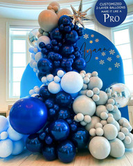 Chrome Blue Double-Stuffed Balloons Different Sizes 52 PACK 18+10+5 Inch Metalli