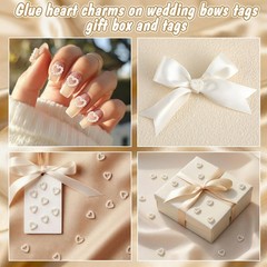 500 PCS Pearl Heart Table Scatter Confetti Plastic Faux Bead Charm 0.39×0.47 In