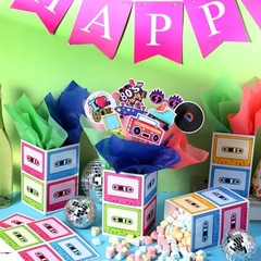 Sets 80’s Retro Party Decorations 80’s Centerpieces Retro Hip Hop Table 6