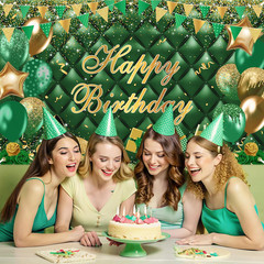 Green Happy Birthday Banner Gold Green Bokeh Balloons Happy Birthday Photography