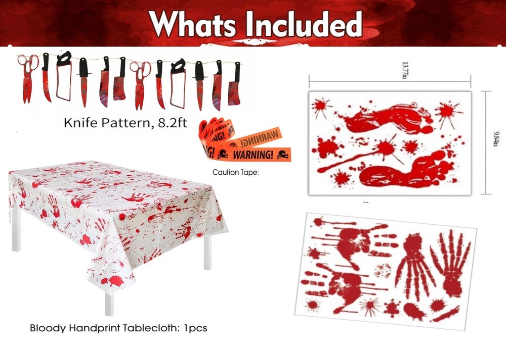 Halloween Party Décor – Garland Banner, Tablecover, Caution tape, Decal stickers