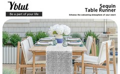 2 Packs 12 x 72 inches Sequin Table Runner, Silver Glitter Table Runner for