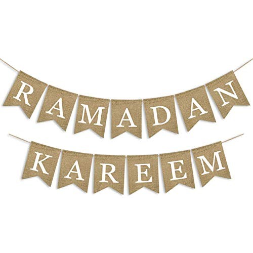 Burlap Ramadan Kareem Banner Supplies Muslim Fireplace Mantel Decoration