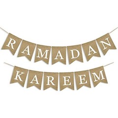 Burlap Ramadan Kareem Banner Supplies Muslim Fireplace Mantel Decoration