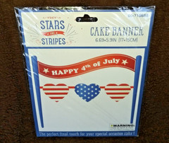 Holiday Patriotic July 4th Air Filled Mylar Balloons and Cake Banner Set