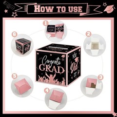 Unique Pink & Black Cash Box for Graduation – Ideal for High School & College