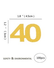 40th Happy Birthday Confetti Decorations Gold Glitter Number 40 Scatter