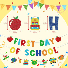 First Day of School Banner – Back to School Decorations for Classroom, Welcome B