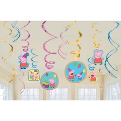 Peppa Pig Party Swirl Hanging Decorations 12pk – Peppa Pig Party Supplies