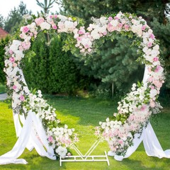 Wedding Arch Stand White Heart Shape Double Layers Wedding Backdrop Stand Metal