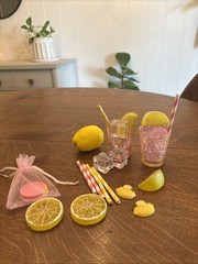 Kids Pink Lemonade Play Set Cups, Straws, Lemons, Ice, Coins