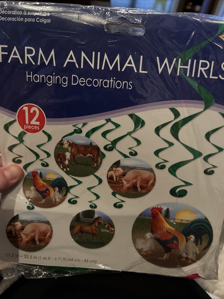 Farm Animal Hanging Whirl Decorations 12 Pack Farm Birthday Party Decorations