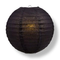 10″ Black Round Paper Lantern, Even Ribbing, Chinese Hanging Wedding & Party Dec
