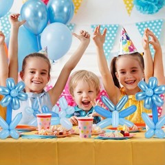 100 Pcs Long Twisting Balloons, Metallic Blue Pearl Blue Long Balloons for An…