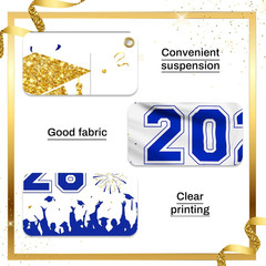 Graduation Decorations 2026 Backdrop Banner – Blue Gold Congrats Grad Photo Prop