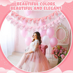 2 Pcs 6.56 Ft Pink Bow Garland Banner, Pink Satin Bow Valentine’S Day Decor, Coq