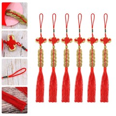 6 Pcs Chinese Coins Feng Shui Lucky Charm Pendant Qing Dynasty Style Craft Knot