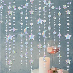 4 Pack Multi Iridescent Party Garland Star&Moon Holographic