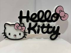 Hello Kitty Cake Topper Sign 3D Wall Art Decor Pink Birthday Party Supplies
