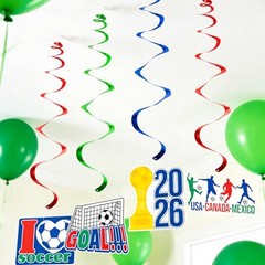 2026 World Soccer Hanging Swirls, 8Pcs Soccer Ball Streamers for Global