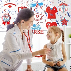 40Pcs Nurse Party Decoration Nurse Graduation Hanging Swirls Spiral Streamer Bl