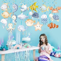 20 PCS Ocean Animal Hanging Swirl Under Sea Marine Theme Party Decor Set