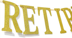 Gold Glittery Happy Retirement Banner, Official Retired Decor – Retirement Party