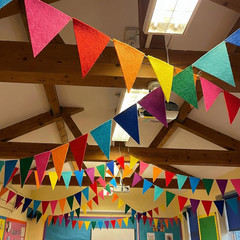 6 Pack 72 Flags/8.2 Ft Rainbow Pennant Banner, Multicolor Bunting String Triangl