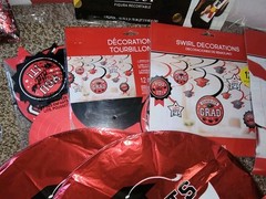 Congratulations Graduation RED & BLACK School Color Party Decorations. New!!