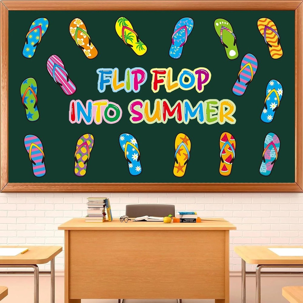 75 Pcs Summer Bulletin Board Decorations May Flip Flop Beach Hawaiian Theme Cuto