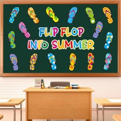 75 Pcs Summer Bulletin Board Decorations May Flip Flop Beach Hawaiian Theme Cuto