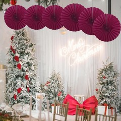 Red Party Decorations Paper Fans Bulk 16in Anniversary Wine Red DIY Set 30 PCS