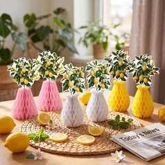 9Pcs Summer Lemon Party Decorations Honeycomb Centerpieces Set