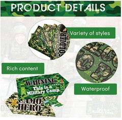 20 Pieces Army Decorations for Party Camo Signs Camouflage Military Birthday