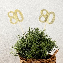 20 PCS 80th Birthday Decorations, Double Sided Glitter 80th Birthday Centerpi…