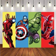 Avengers Superhero Spider-man Birthday Party Photo Background Banner Decorations