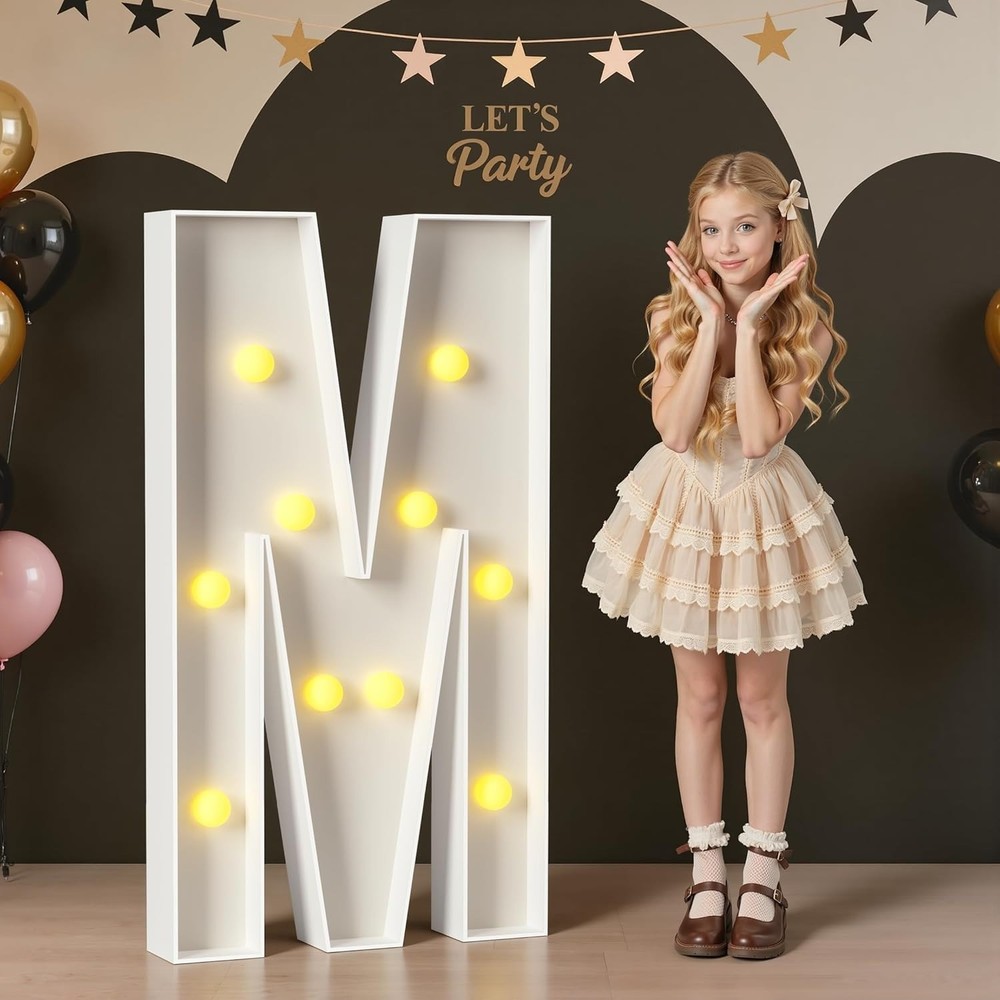 4FT Marquee Light Up Letter M Large 4 Feet Tall Foam Board Sign Birthday Wedding