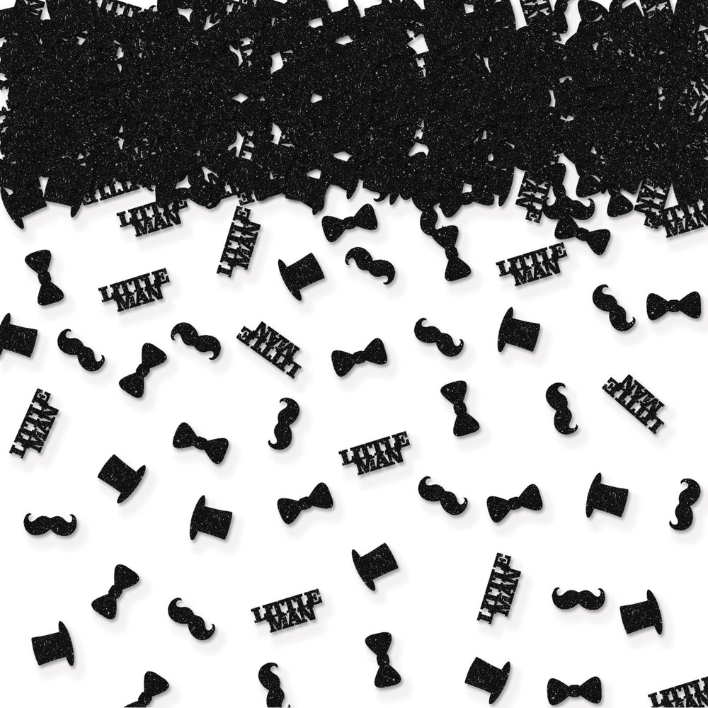 100 PCS Little Man Mustache Table Confetti Black Glitter Top Hat Scatter