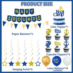Navy Party Decorations, Blue White Military Themd Banner, Farewell Party Welc…