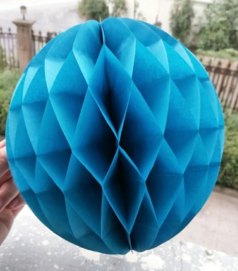 3 blue Honeycomb Paper Ball Colourful Wedding Party Hanging Decoration