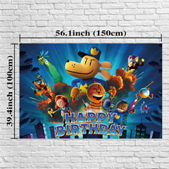 Dog Man Birthday Party Backdrop 5x3ft Cartoon Theme Banner Decoration Background