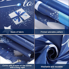 Sumind Happy Birthday Decorations Backdrop Banner, Navy Blue and Silver Party De
