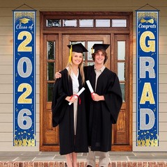 Graduation Decorations 2026 2027- Blue Gold Congrats Grad Porch Banner for Gr…