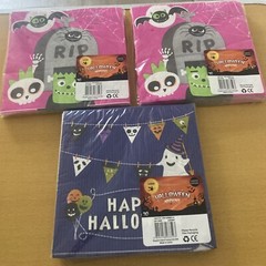 ICELAND LIMITED EDITION HALLOWEEN PINK & PURPLE SPOOKY GHOST PARTY NAPKINS X3